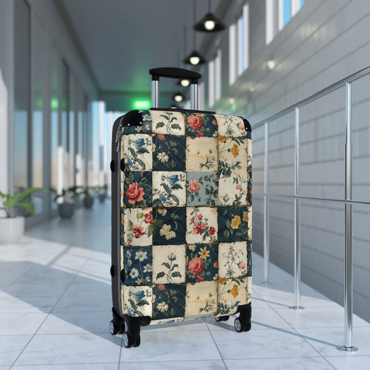 Whimsical Floral Patchwork Print Suitcase: A Tapestry of Timeless Beauty