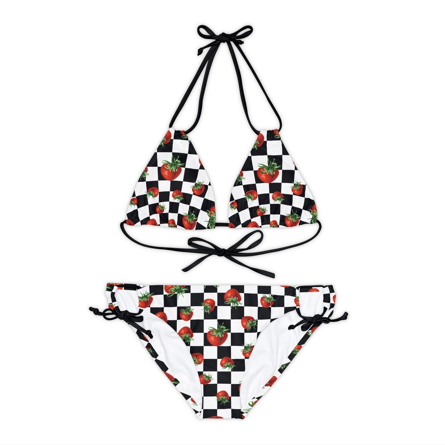 Standout Checkerboard and strawberries Bikini - Cottage Garden Decor