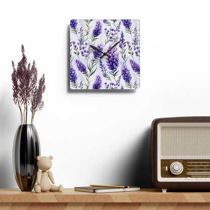 Peaceful Lavender Acrylic Wall Clock - Cottage Garden Decor