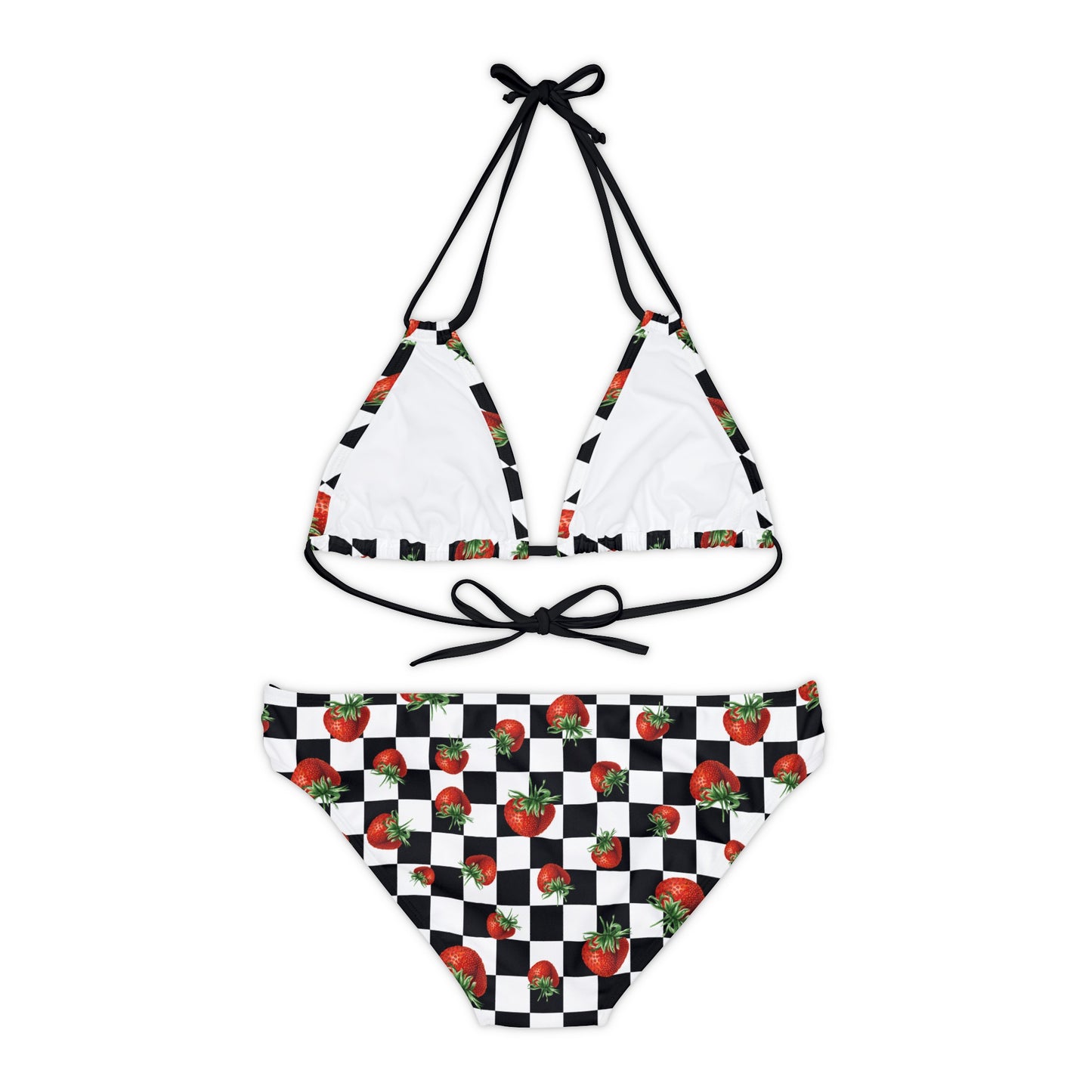 Standout Checkerboard and strawberries Bikini - Cottage Garden Decor