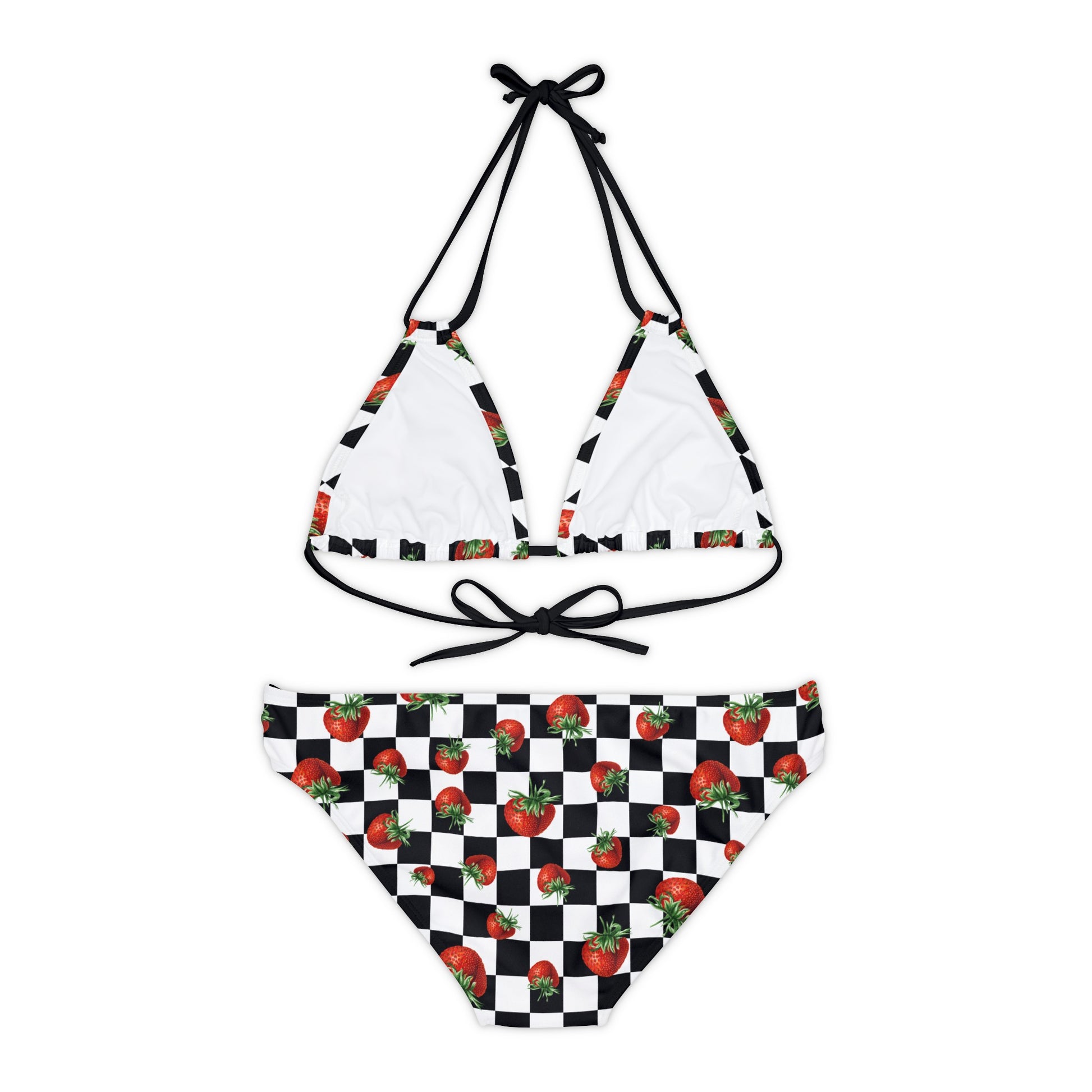 Standout Checkerboard and strawberries Bikini - Cottage Garden Decor