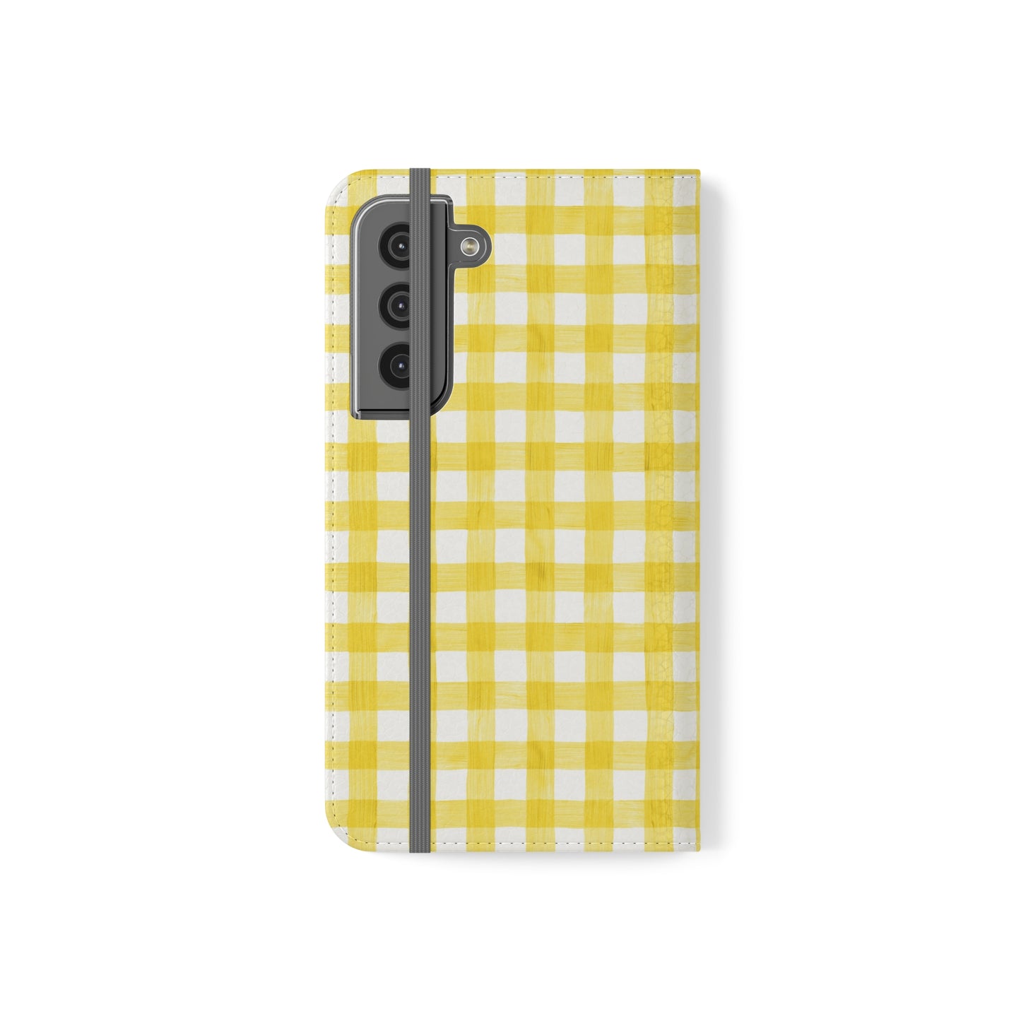 Bright and cheerful Yellow Gingham Flip Phone Case - Cottage Garden Decor