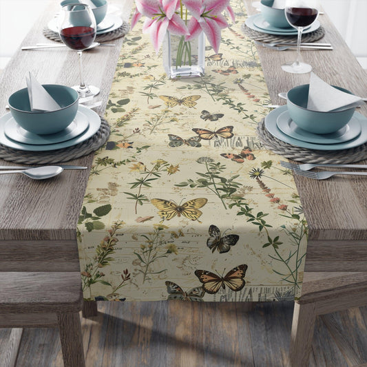 Vintage floral Table Runner (Cotton, Poly) - Cottage Garden Decor