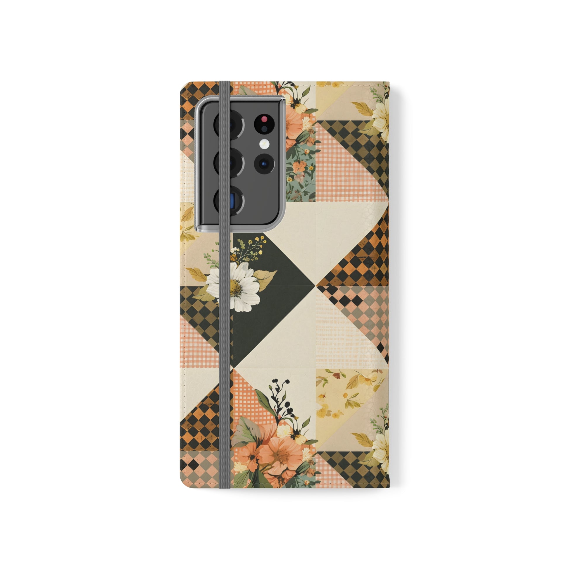 Pastel Triangle Patchwork Flip Phone Case - Cottage Garden Decor