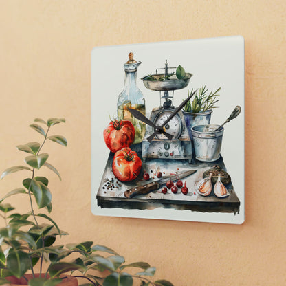 Cottage Kitchen Counter Acrylic Wall Clock - Cottage Garden Decor