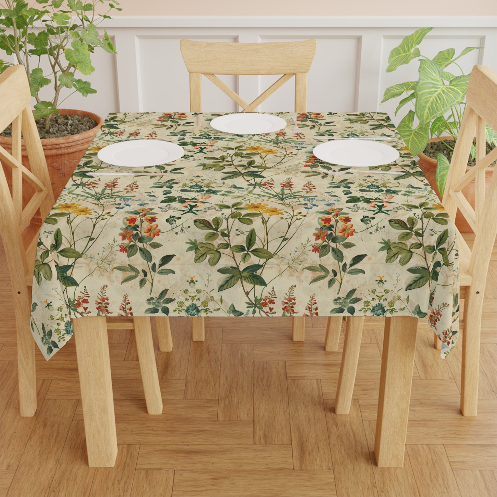 Vintage Wildflower Tablecloth - Cottage Garden Decor