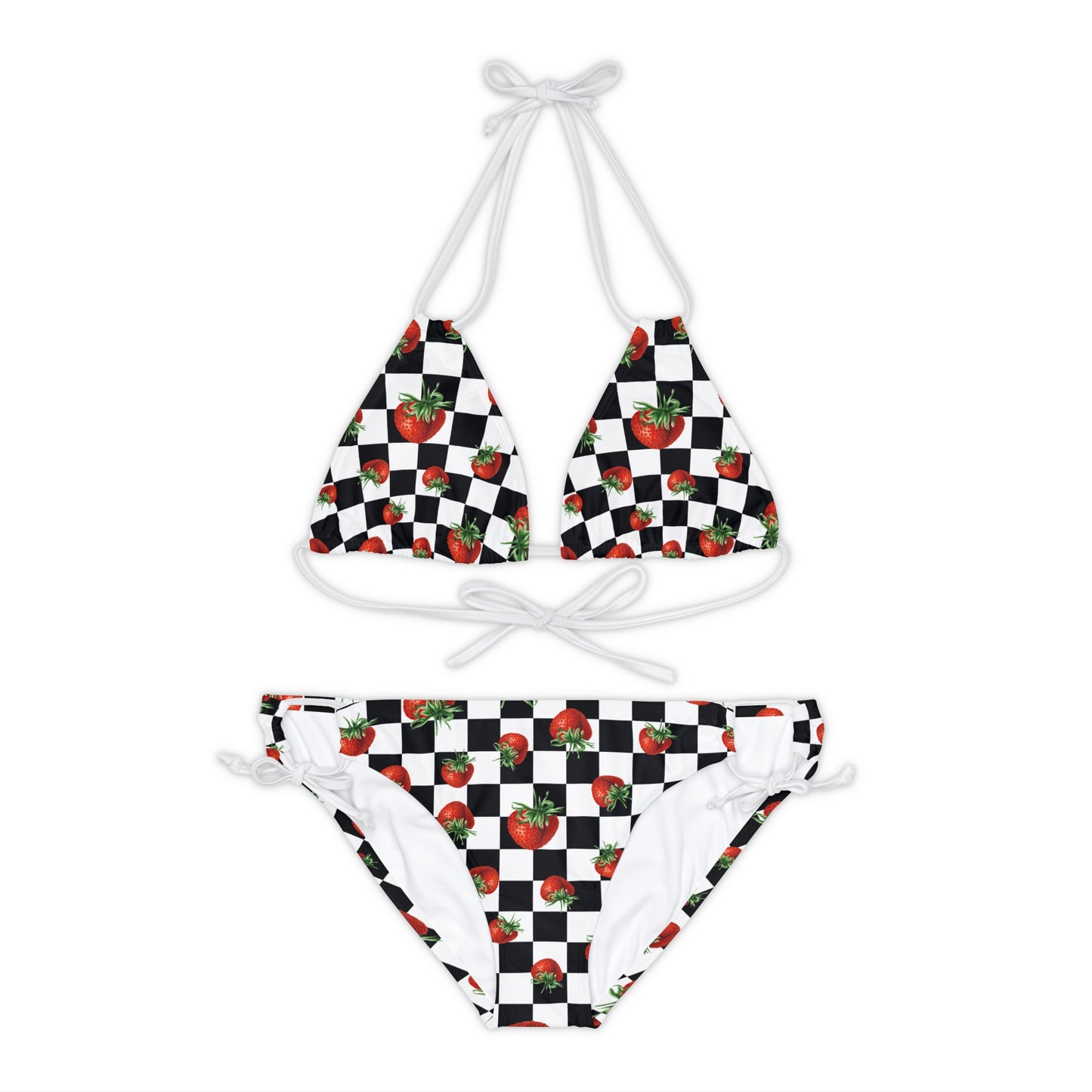 Standout Checkerboard and strawberries Bikini - Cottage Garden Decor