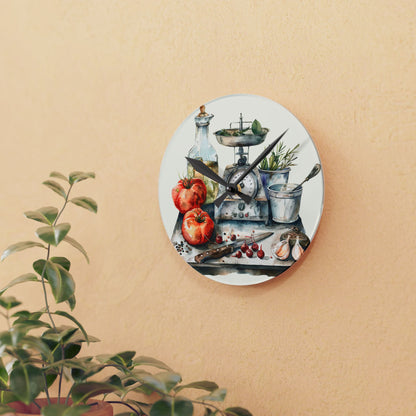 Cottage Kitchen Counter Acrylic Wall Clock - Cottage Garden Decor