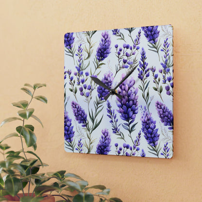 Peaceful Lavender Acrylic Wall Clock - Cottage Garden Decor