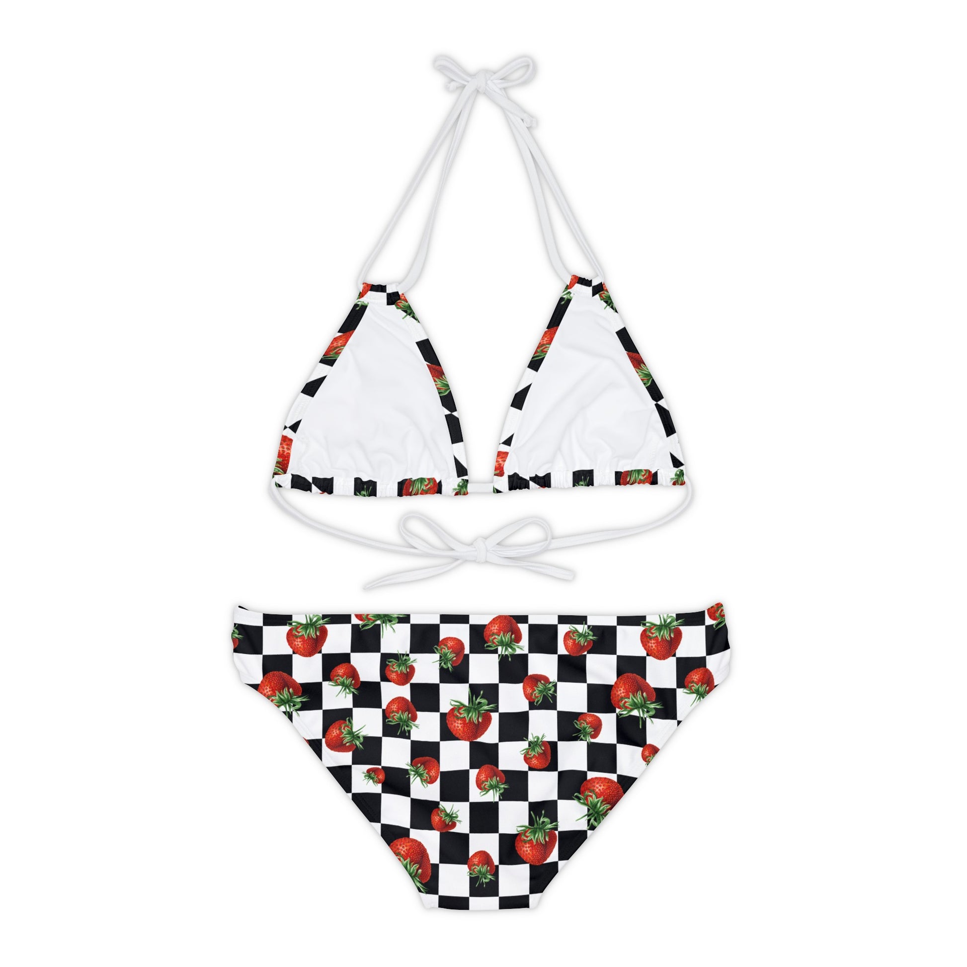 Standout Checkerboard and strawberries Bikini - Cottage Garden Decor