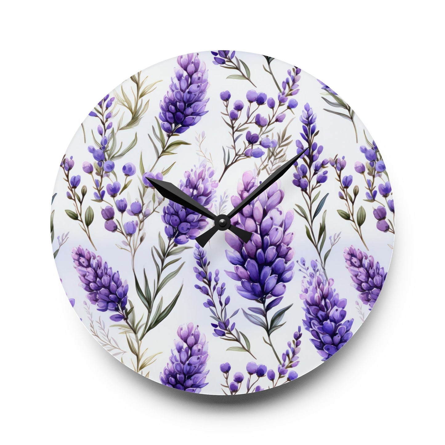 Peaceful Lavender Acrylic Wall Clock - Cottage Garden Decor