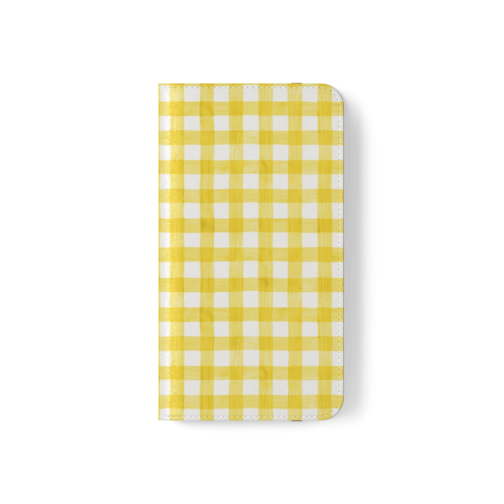 Bright and cheerful Yellow Gingham Flip Phone Case - Cottage Garden Decor