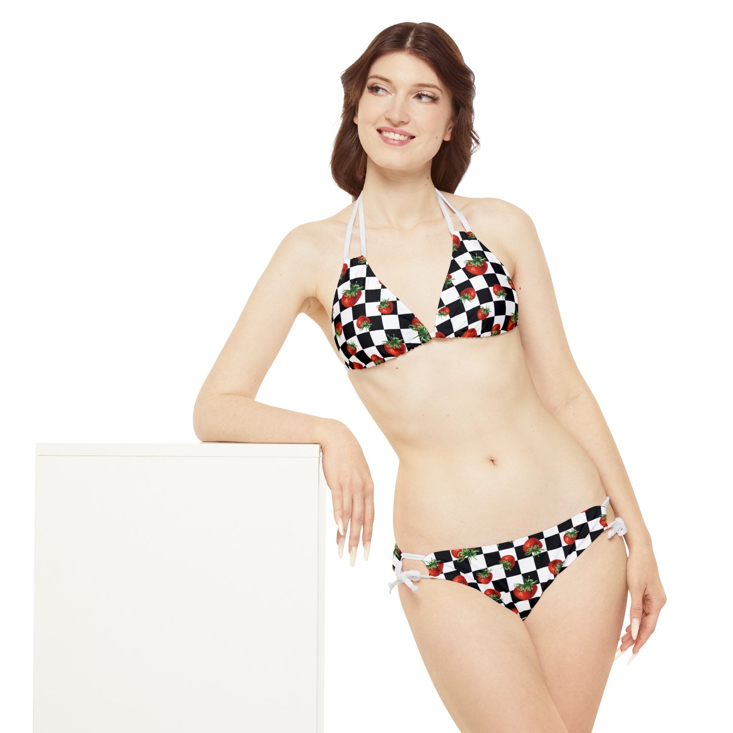 Standout Checkerboard and strawberries Bikini - Cottage Garden Decor