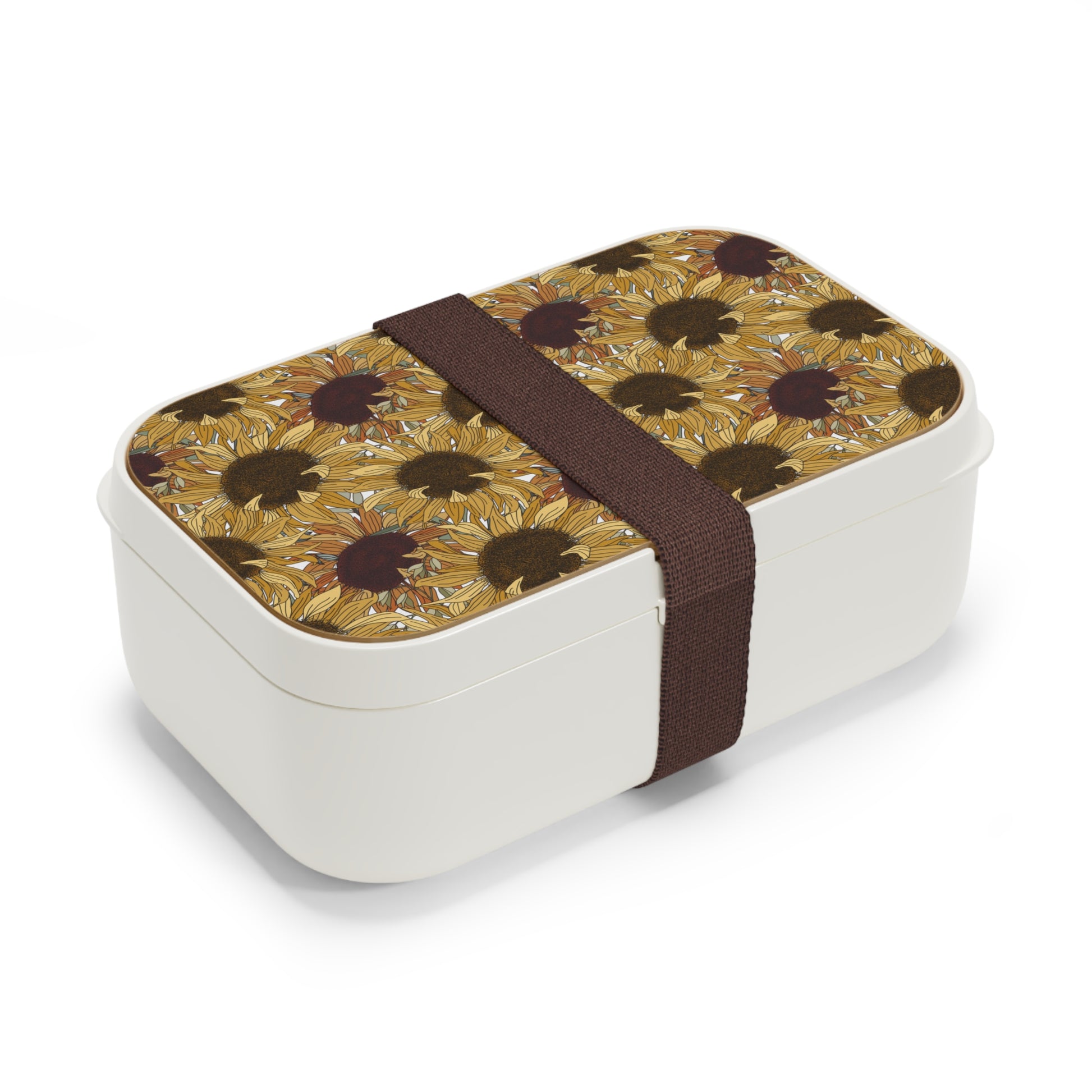 Cheerful Sunflowers Pattern Bento Box with Cutlery - Cottage Garden Decor