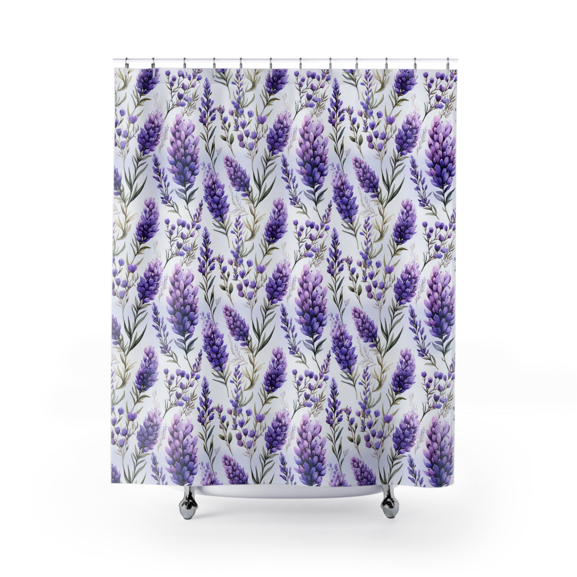 Lavender Print Shower Curtains - Cottage Garden Decor