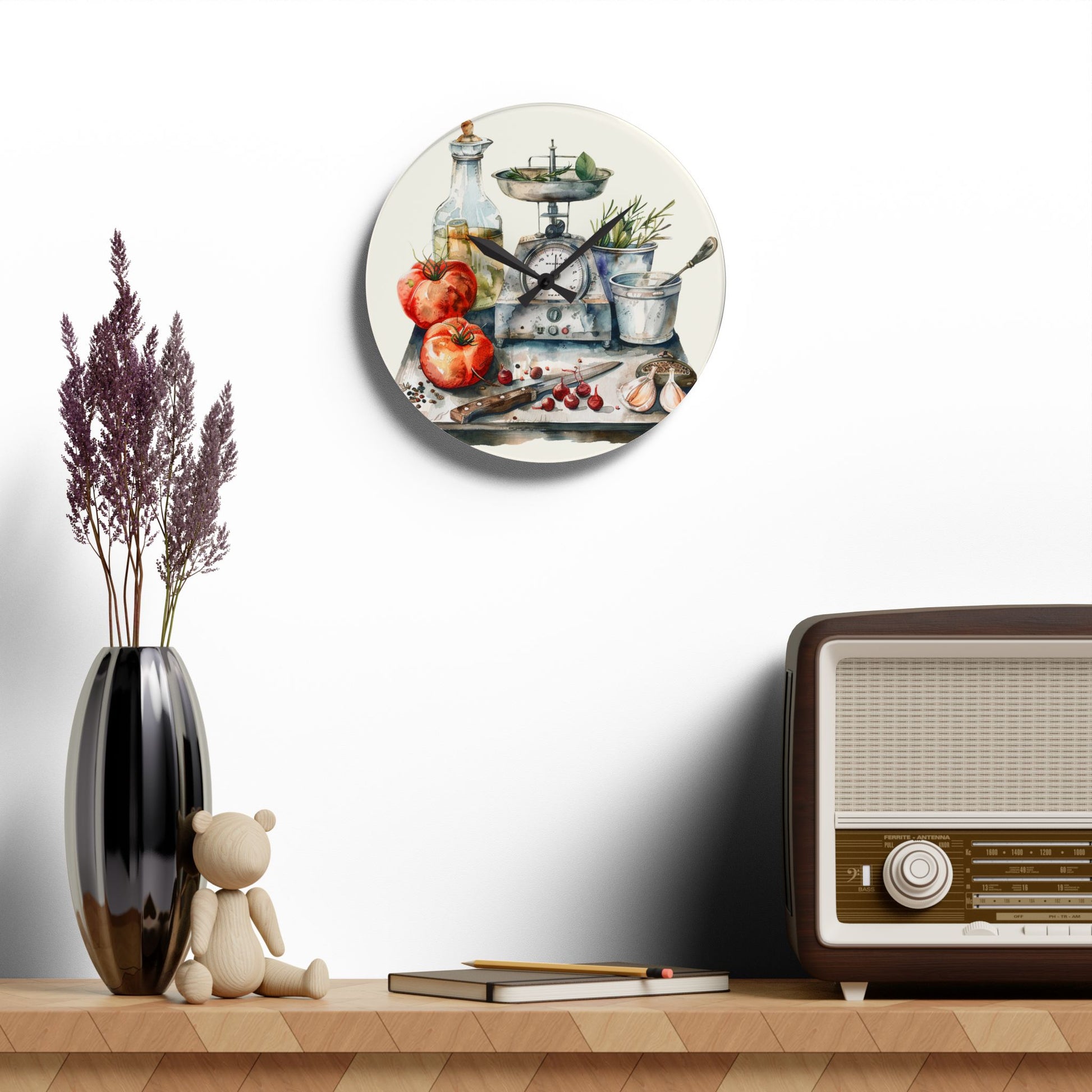 Cottage Kitchen Counter Acrylic Wall Clock - Cottage Garden Decor