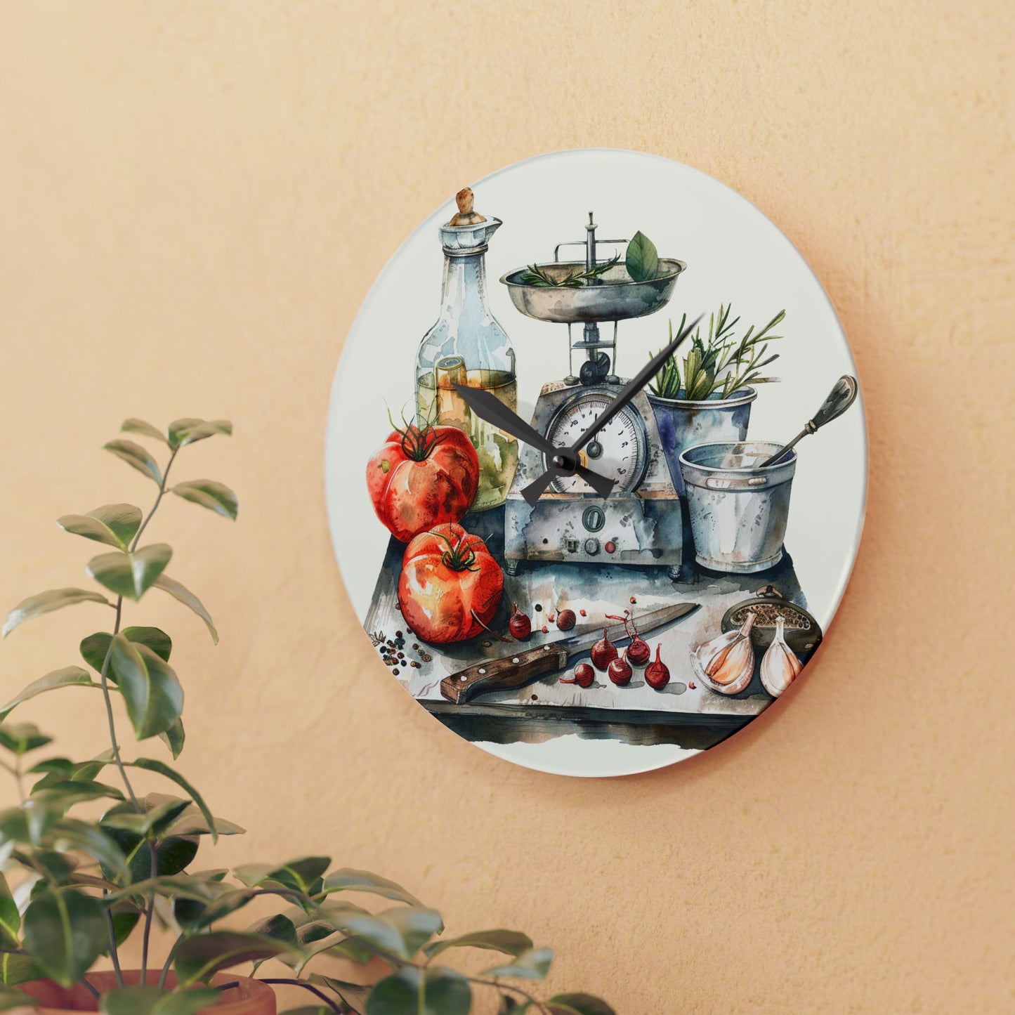 Cottage Kitchen Counter Acrylic Wall Clock - Cottage Garden Decor