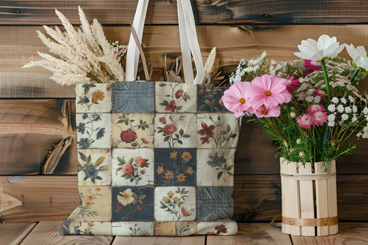 Charming Floral Print Tote Bag - Retro Cottagecore Vibes - Cottage Garden Decor