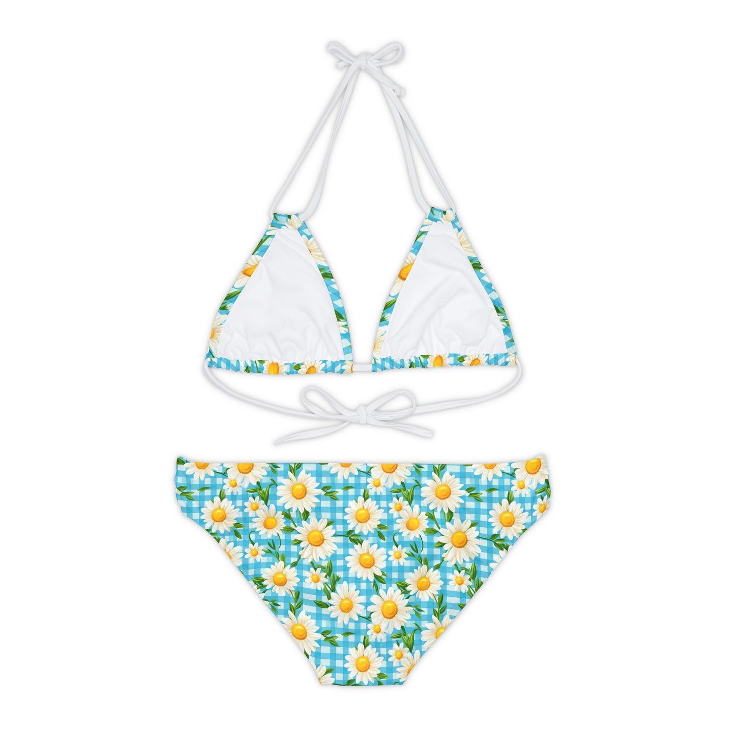 Bright Blue Gingham and Daisy's Bikini - Cottage Garden Decor