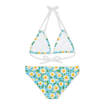 Bright Blue Gingham and Daisy's Bikini - Cottage Garden Decor