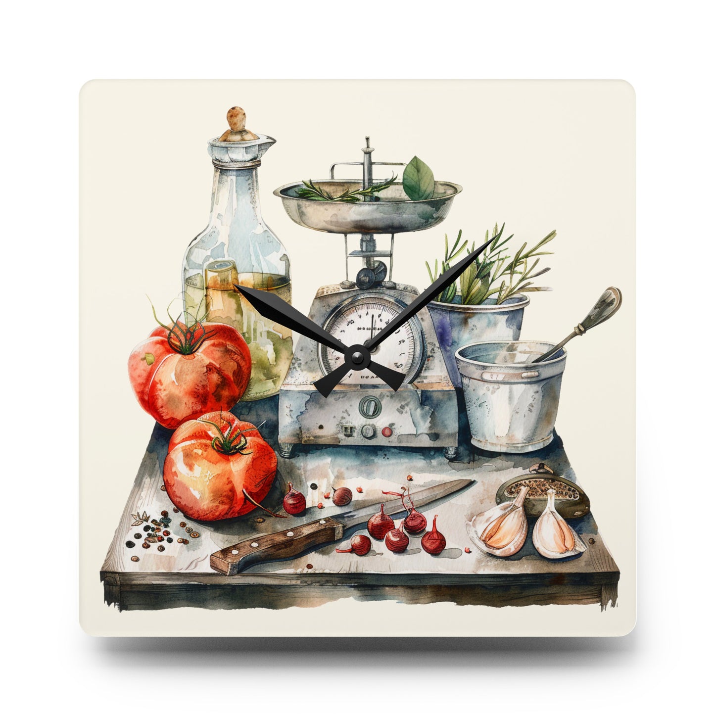 Cottage Kitchen Counter Acrylic Wall Clock - Cottage Garden Decor