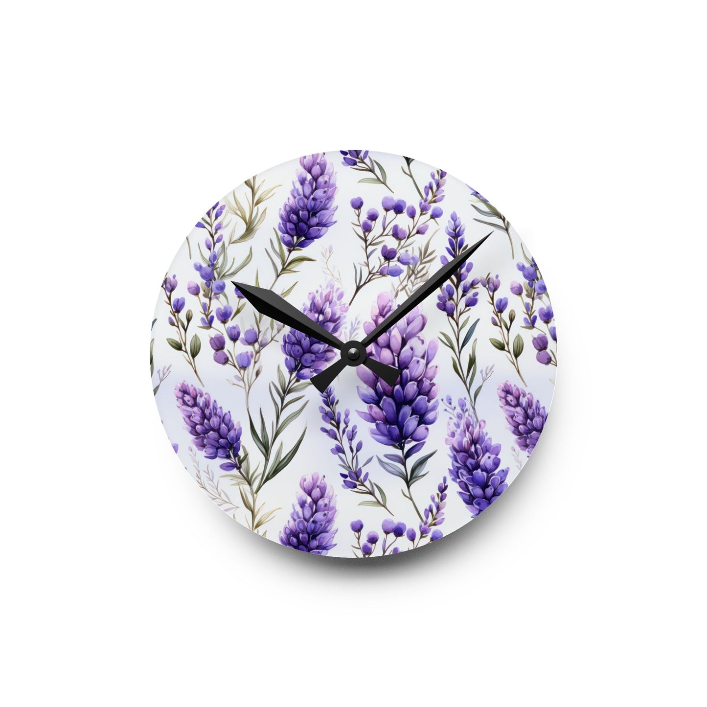 Peaceful Lavender Acrylic Wall Clock - Cottage Garden Decor