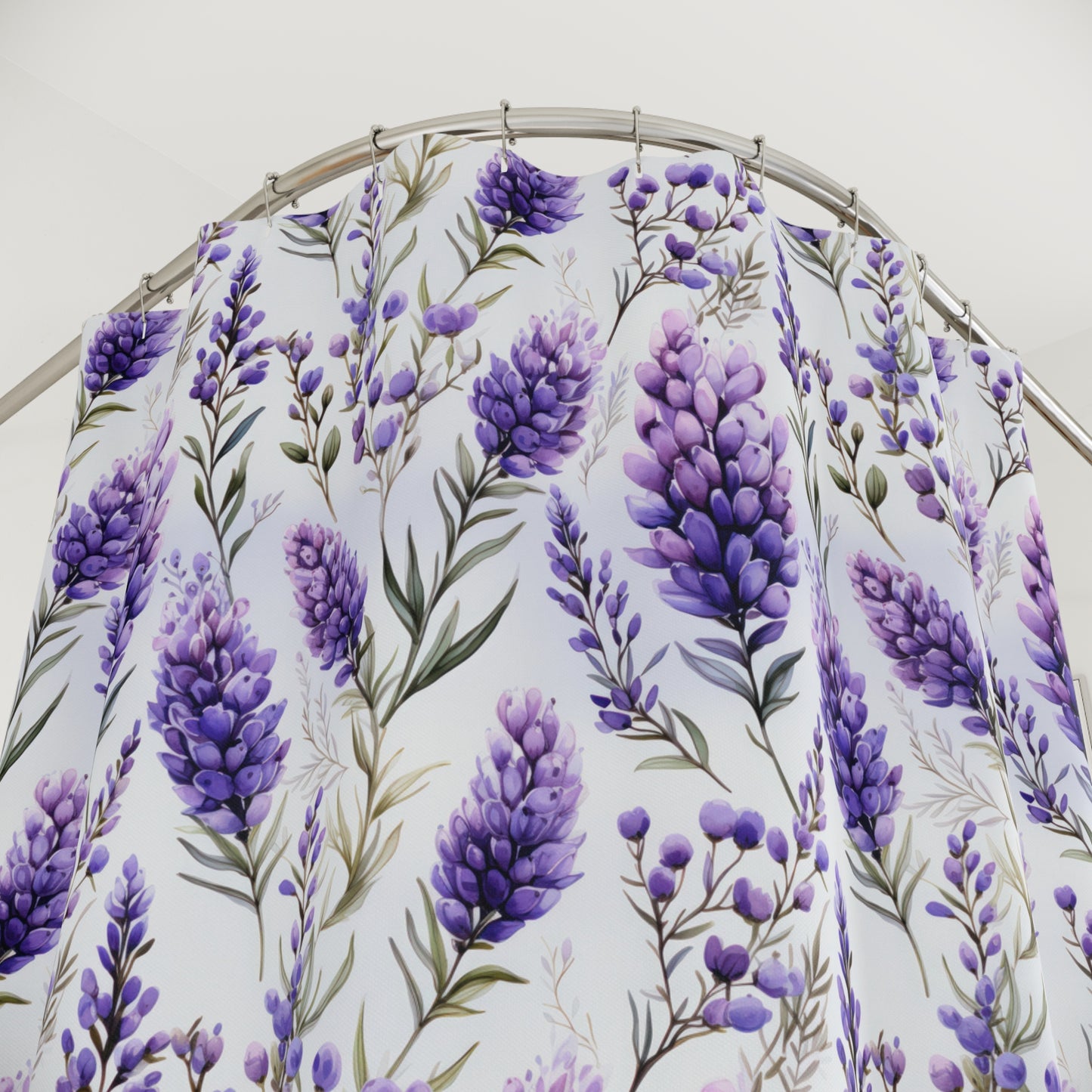 Lavender Print Shower Curtains - Cottage Garden Decor