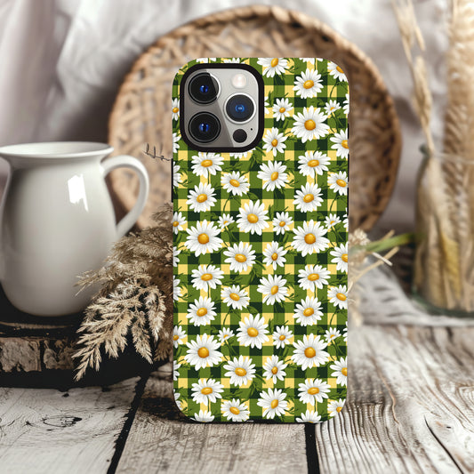 Green and Yellow Gingham Daisy Tough Case